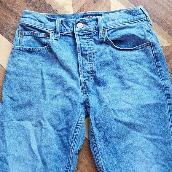 Lucky Brand High Rise Light Wash Destroyed Relaxed Taper Jeans Size 2/26 - Picture 7 of 16